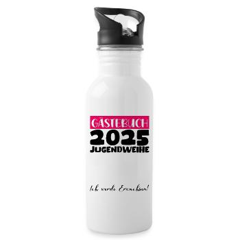 Jugendweihe 2025 Gästebuch Geschenk Mädchen Jungen - Trinkflasche mit integriertem Trinkhalm - Weiß - Rechts