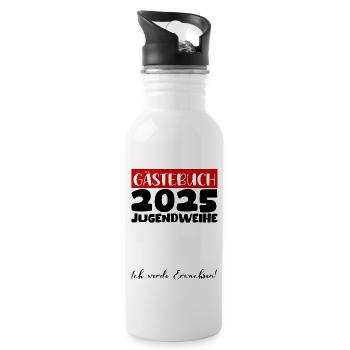 Jugendweihe 2025 Gästebuch Geschenk Mädchen Jungen - Trinkflasche mit integriertem Trinkhalm - Weiß - Rechts