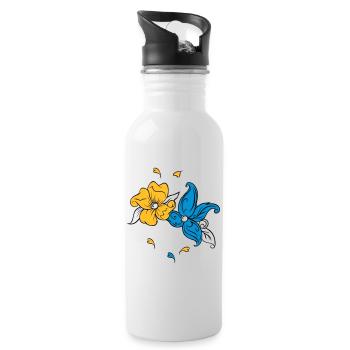 Flower greeting - Water bottle with straw - white - Right
