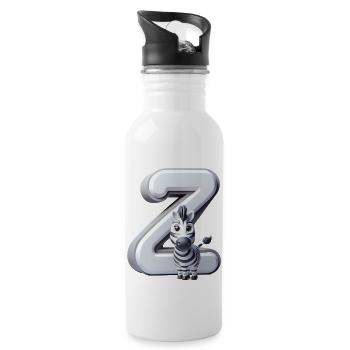 Zebra on the letter Z - Water bottle with straw - white - Right