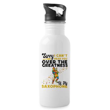 Saxophone Sorry I Can't Hear You - Trinkflasche mit integriertem Trinkhalm - Weiß - Rechts