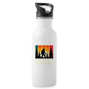 Skater Skating Is Hard To Find, Funny Bigfoot Sasq - Water bottle with straw - white - Right