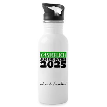 Jugendweihe 2025 Livre d’or Cadeau Filles Garçons - Gourde avec paille intégrée - blanc - Droite