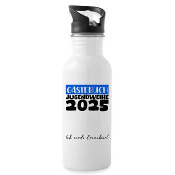 Jugendweihe 2025 Gästebuch Geschenk Mädchen Jungen - Trinkflasche mit integriertem Trinkhalm - Weiß - Rechts