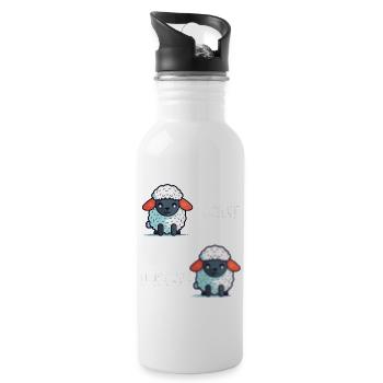Schaf Unschaf lustiges cooles Geschenk - Trinkflasche mit integriertem Trinkhalm - Weiß - Rechts