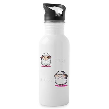 Schaf Unschaf lustiges cooles Geschenk - Trinkflasche mit integriertem Trinkhalm - Weiß - Rechts