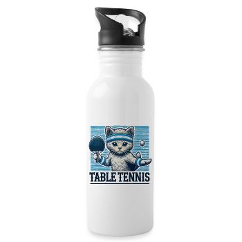 Chat mignon tennis de table look vintage - Gourde avec paille intégrée - blanc - Droite