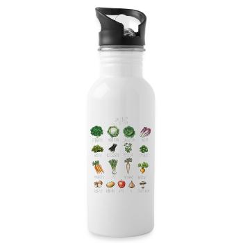 Janvier Collage de fruits et légumes de saison - Gourde avec paille intégrée - blanc - Droite