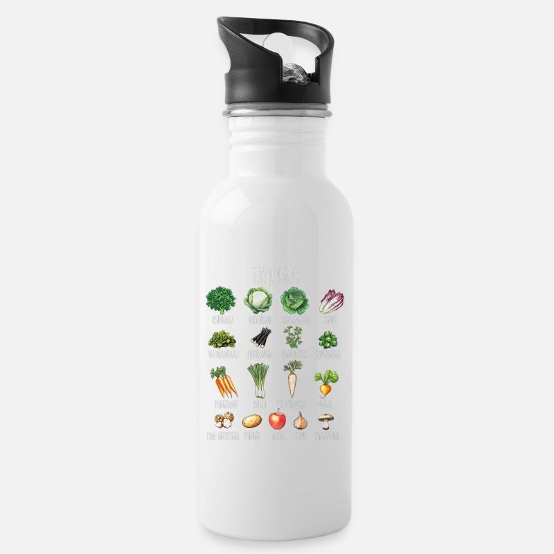 Janvier Fruits et légumes de saison - Gourde avec paille intégrée - blanc