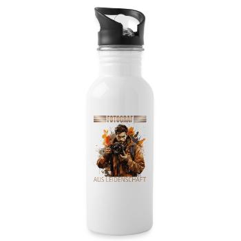 Fotograf aus Leidenschaft - Trinkflasche mit integriertem Trinkhalm - Weiß - Rechts