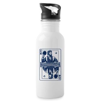 Retro Table Tennis Playing Card Vintage Look - Water bottle with straw - white - Right