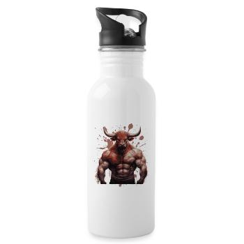 Bull Bull Muscles Musculation Bête - Gourde avec paille intégrée - blanc - Droite