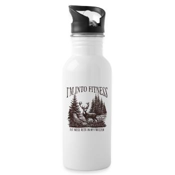 Ich stehe auf Fitness-Hirsch-in-My-Freezer-Männerj - Trinkflasche mit integriertem Trinkhalm - Weiß - Rechts