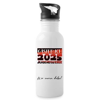 Jugendweihe 2025 Gästebuch Geschenk Mädchen Jungen - Trinkflasche mit integriertem Trinkhalm - Weiß - Rechts