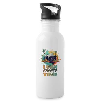I can freeze time - Trinkflasche mit integriertem Trinkhalm - Weiß - Rechts