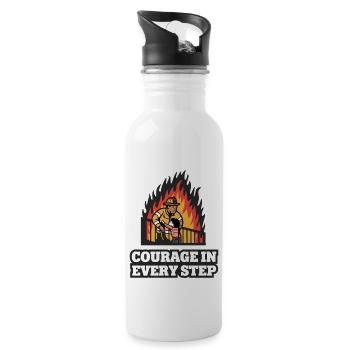 FEUERWEHRLEUTE RETTEN MENSCHEN - Trinkflasche mit integriertem Trinkhalm - Weiß - Rechts