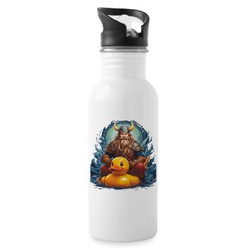 WIKINGER ENTE - Trinkflasche mit integriertem Trinkhalm - Weiß - Rechts