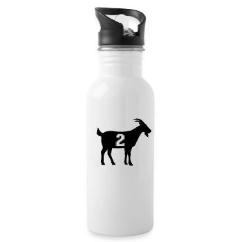 Ziege 2 G.O.A.T. Nummer zwei Ziege - Trinkflasche mit integriertem Trinkhalm - Weiß - Rechts
