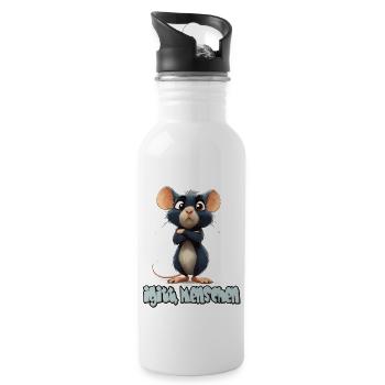 Funny Rat With Saying, Yuck, People - Water bottle with straw - white - Right