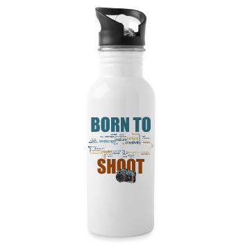 Born to shoot - Trinkflasche mit integriertem Trinkhalm - Weiß - Rechts