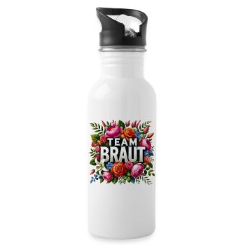 Team Braut T-Shirt JGA Frauen Junggesellenabschied - Trinkflasche mit integriertem Trinkhalm - Weiß - Rechts