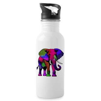 Éléphant - Gourde avec paille intégrée - blanc - Droite