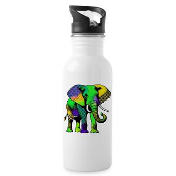Éléphant - Gourde avec paille intégrée - blanc - Droite