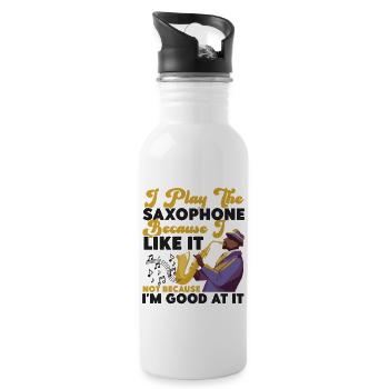 Saxophone I Play The Saxophone - Trinkflasche mit integriertem Trinkhalm - Weiß - Rechts