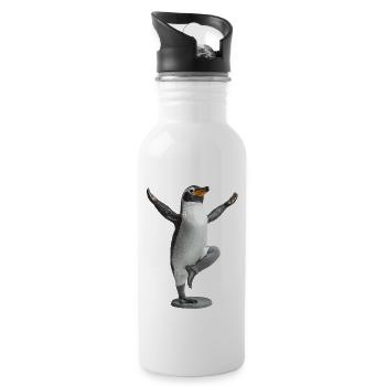 Pinguin - Trinkflasche mit integriertem Trinkhalm - Weiß - Rechts