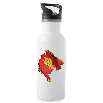 Montenegro Flagge in der Montenegro Landkarte - Trinkflasche mit integriertem Trinkhalm - Weiß - Rechts