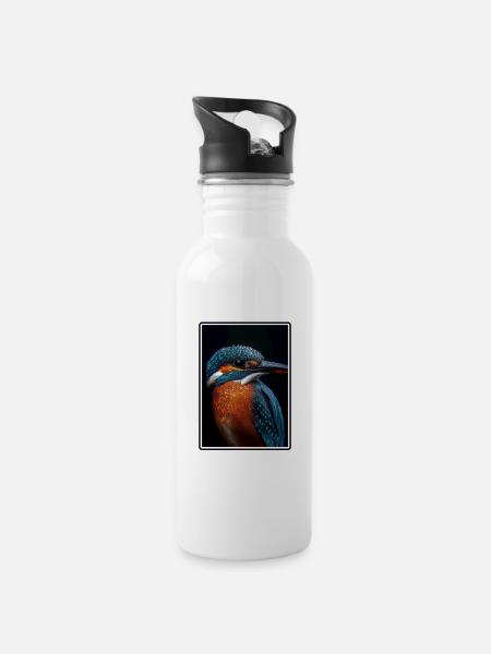 Eisvögel Eisvogel - Trinkflasche mit integriertem Trinkhalm - Weiß