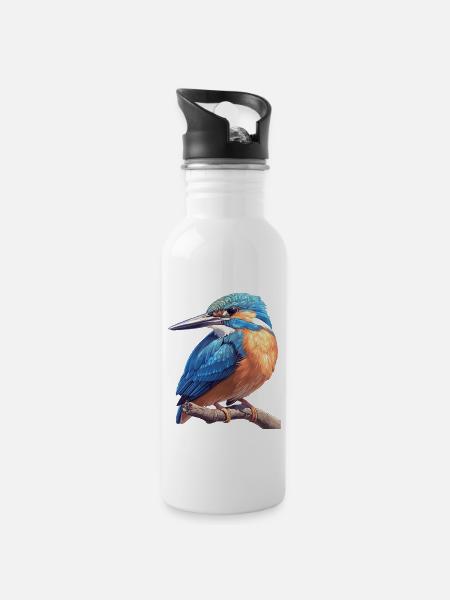 Eisvögel Eisvogel - Trinkflasche mit integriertem Trinkhalm - Weiß