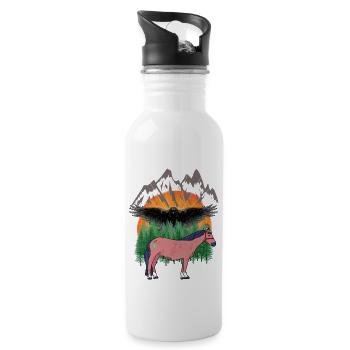 Schamanen Pferd Pferde - Trinkflasche mit integriertem Trinkhalm - Weiß - Rechts