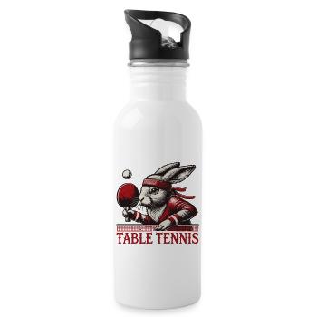 Hase Vintage Retro Tischtennis Meister - Trinkflasche mit integriertem Trinkhalm - Weiß - Rechts