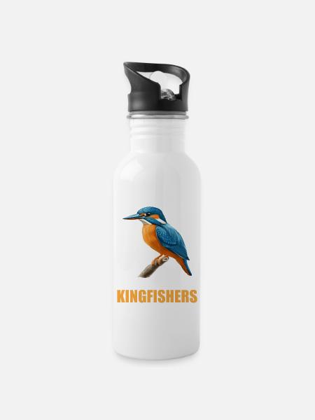 Eisvögel Eisvogel - Trinkflasche mit integriertem Trinkhalm - Weiß