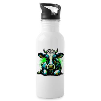 Vache - Gourde avec paille intégrée - blanc - Droite