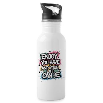COOLES T-SHIRT, VIEL SPASS DU HAST - Trinkflasche mit integriertem Trinkhalm - Weiß - Rechts