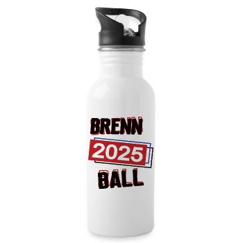 Brennball Spielerin Team Turnier Mannschaft 2025 - Trinkflasche mit integriertem Trinkhalm - Weiß - Rechts