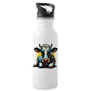 Kuh - Trinkflasche mit integriertem Trinkhalm - Weiß - Rechts