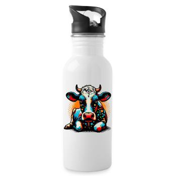Vache - Gourde avec paille intégrée - blanc - Droite