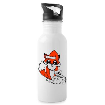 Fuchs Rotfuchs Weihnachtsmann Weihnachten Geschenk - Trinkflasche mit integriertem Trinkhalm - Weiß - Rechts