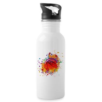 Colorful Retro Ball Basketball Basketball Jersey - Water bottle with straw - white - Right