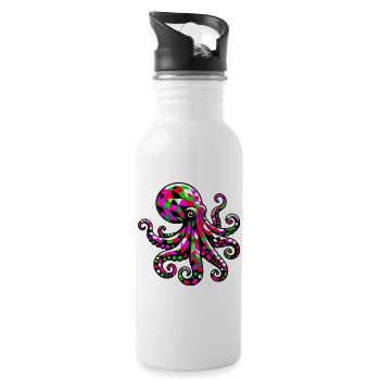 Krake - Trinkflasche mit integriertem Trinkhalm - Weiß - Rechts