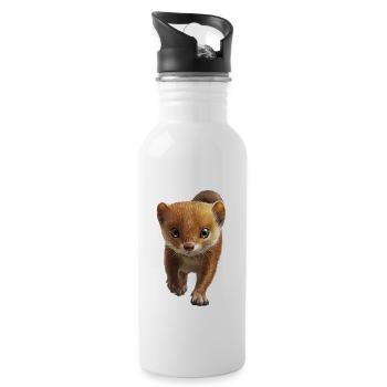 Wiesel - Trinkflasche mit integriertem Trinkhalm - Weiß - Rechts