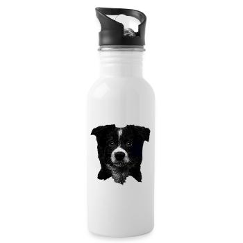 Border Collie - Trinkflasche mit integriertem Trinkhalm - Weiß - Rechts