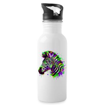Zebra - Trinkflasche mit integriertem Trinkhalm - Weiß - Rechts