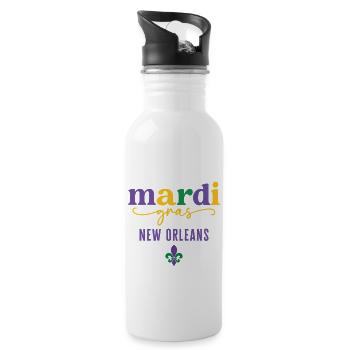 Mardi Gras New Orleans - Trinkflasche mit integriertem Trinkhalm - Weiß - Rechts