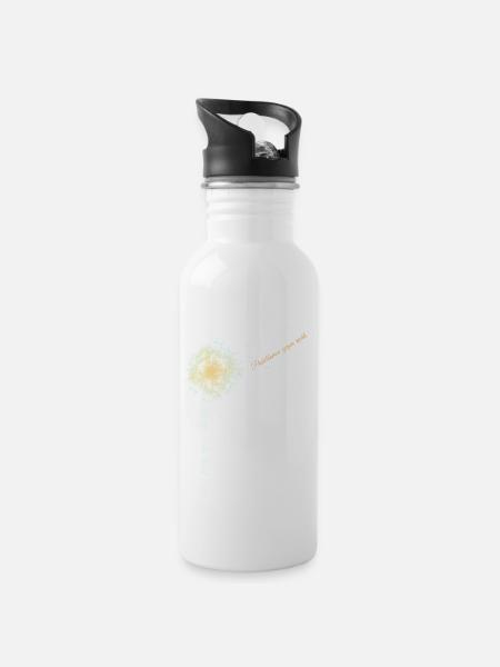 Pusteblumen gegen rechts - Trinkflasche mit integriertem Trinkhalm - Weiß