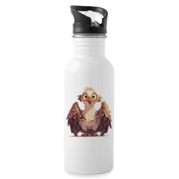 Vulture Geier - Trinkflasche mit integriertem Trinkhalm - Weiß - Rechts