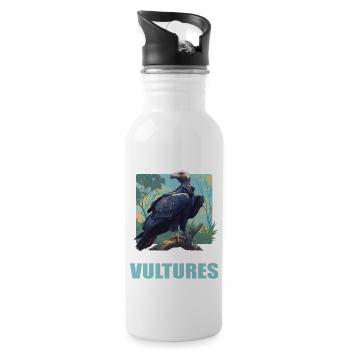 Vulture Geier - Trinkflasche mit integriertem Trinkhalm - Weiß - Rechts